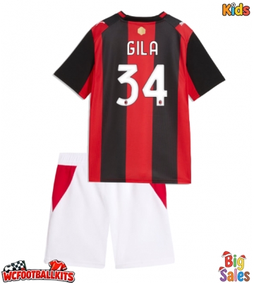AC Milan Mario Gila #34 Replica Home Stadium Kit for Kids 2026-27 Short Sleeve (+ pants)
